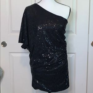 Black one shoulder Mini sequin dress